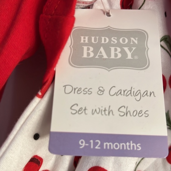 HB Little Girl Cherry Matching Set 3pc Outfit - Shoes, Jacket, Dress 9-12M NEW - Picture 6 of 7